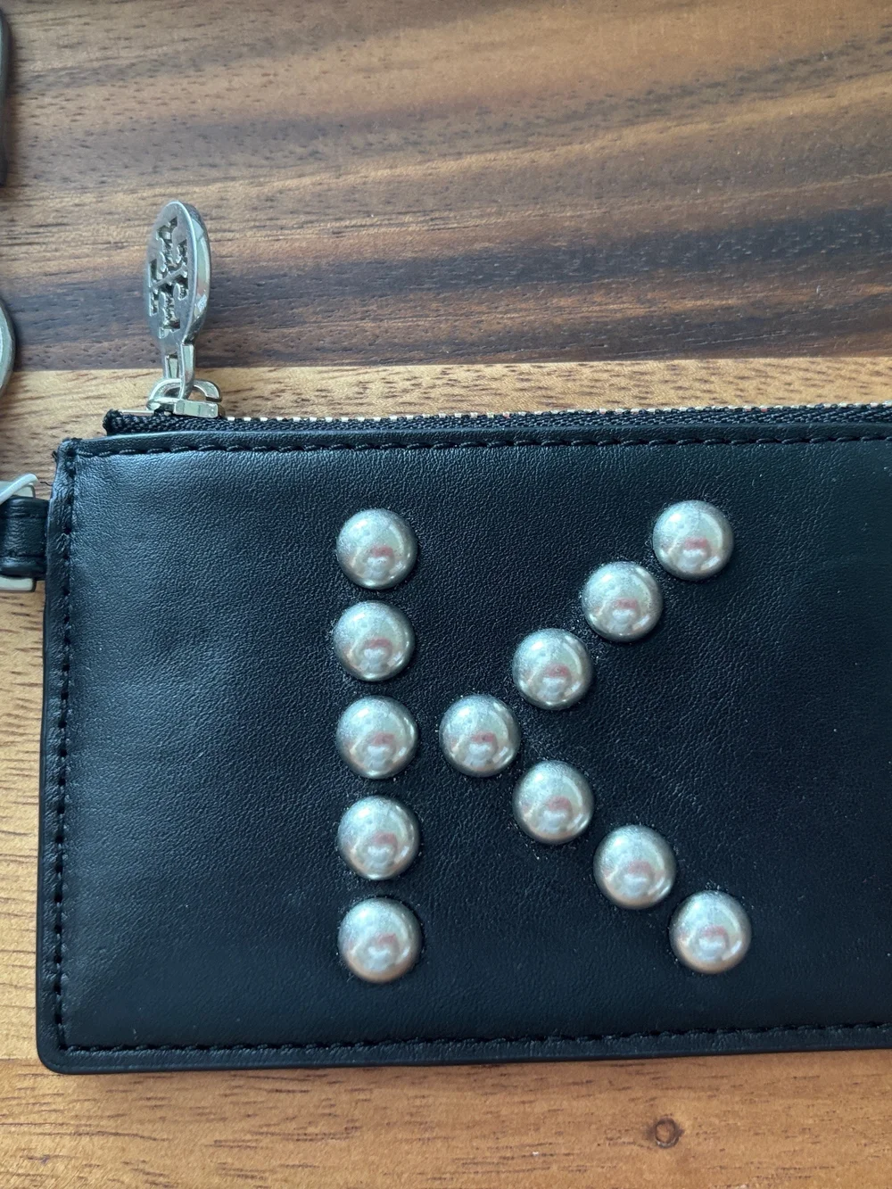 Tory Burch Snake-Print Leather Card Wallet with Key Ring - Black & White